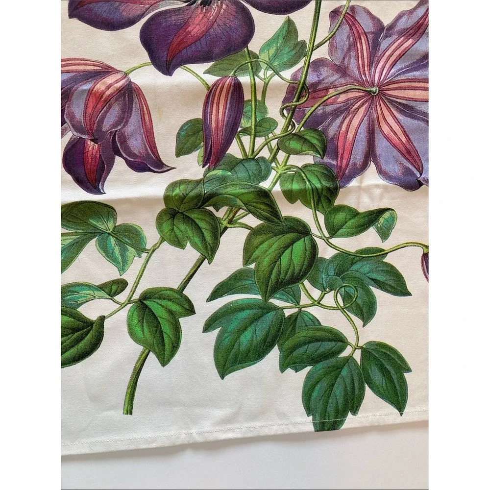 Royal Botanic Gardens Kew Floral Tea Towel‎ Purple Clematis 19x20 Cotton Kitchen